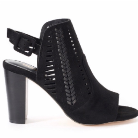 black open toe booties